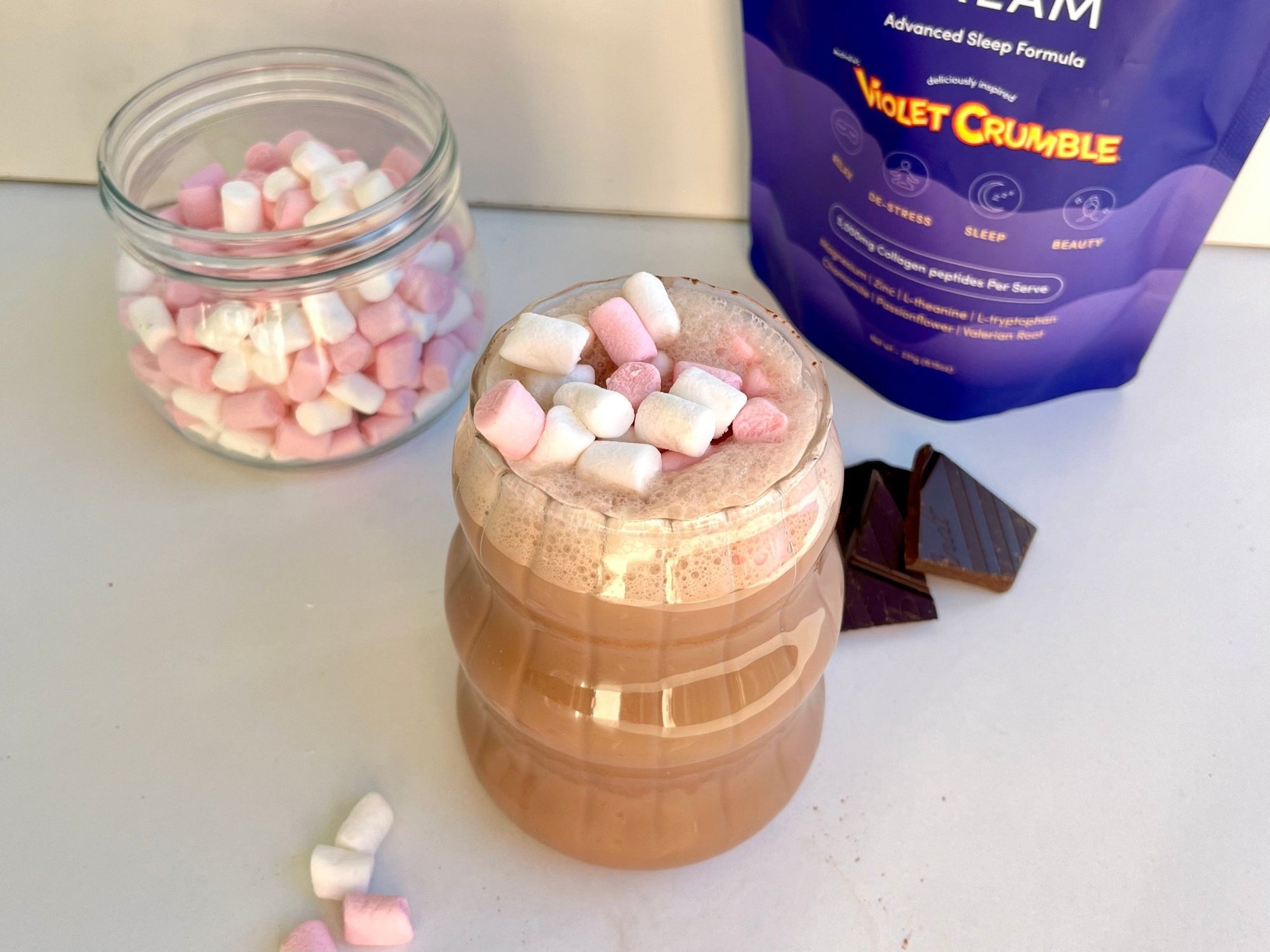 Frothy Violet Crumble Hot Chocolate - The Collagen Co.