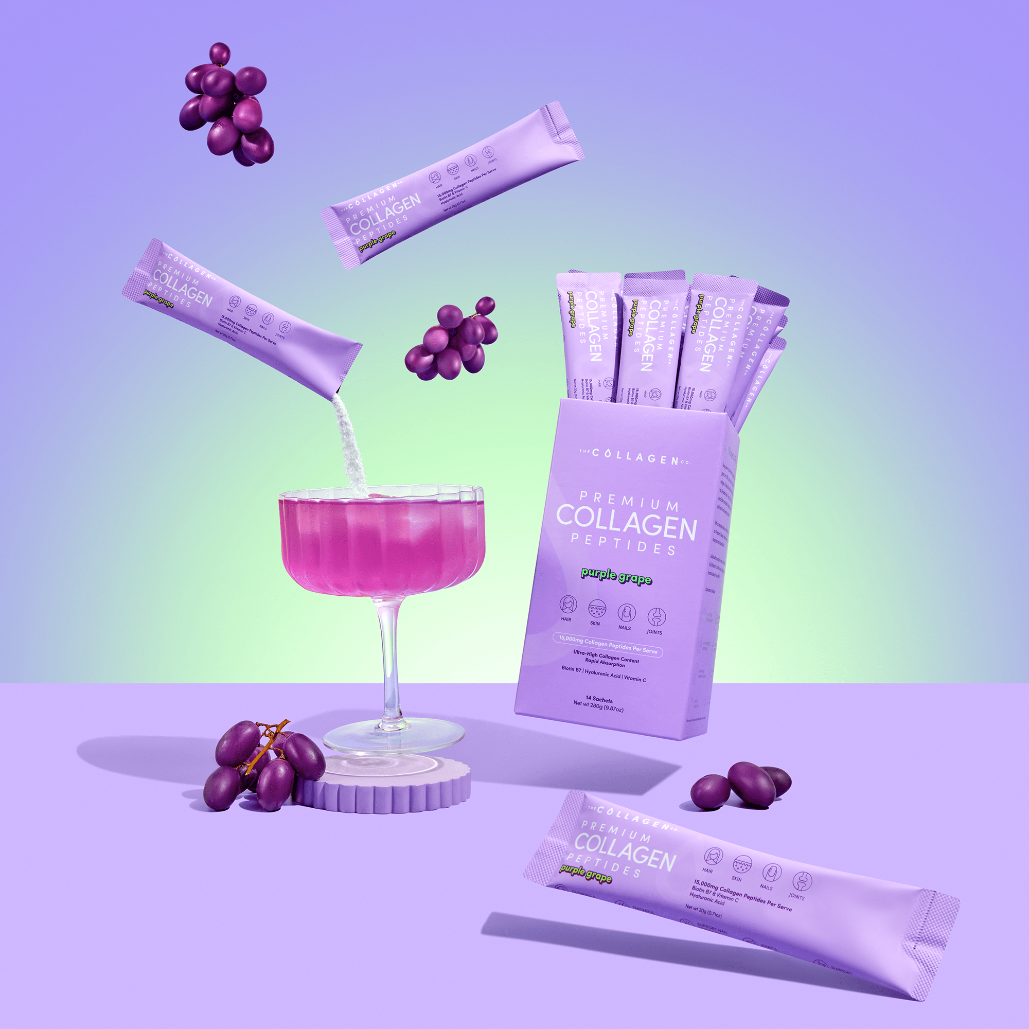 Purple Grape Collagen Sachets - 280g - The Collagen Co.