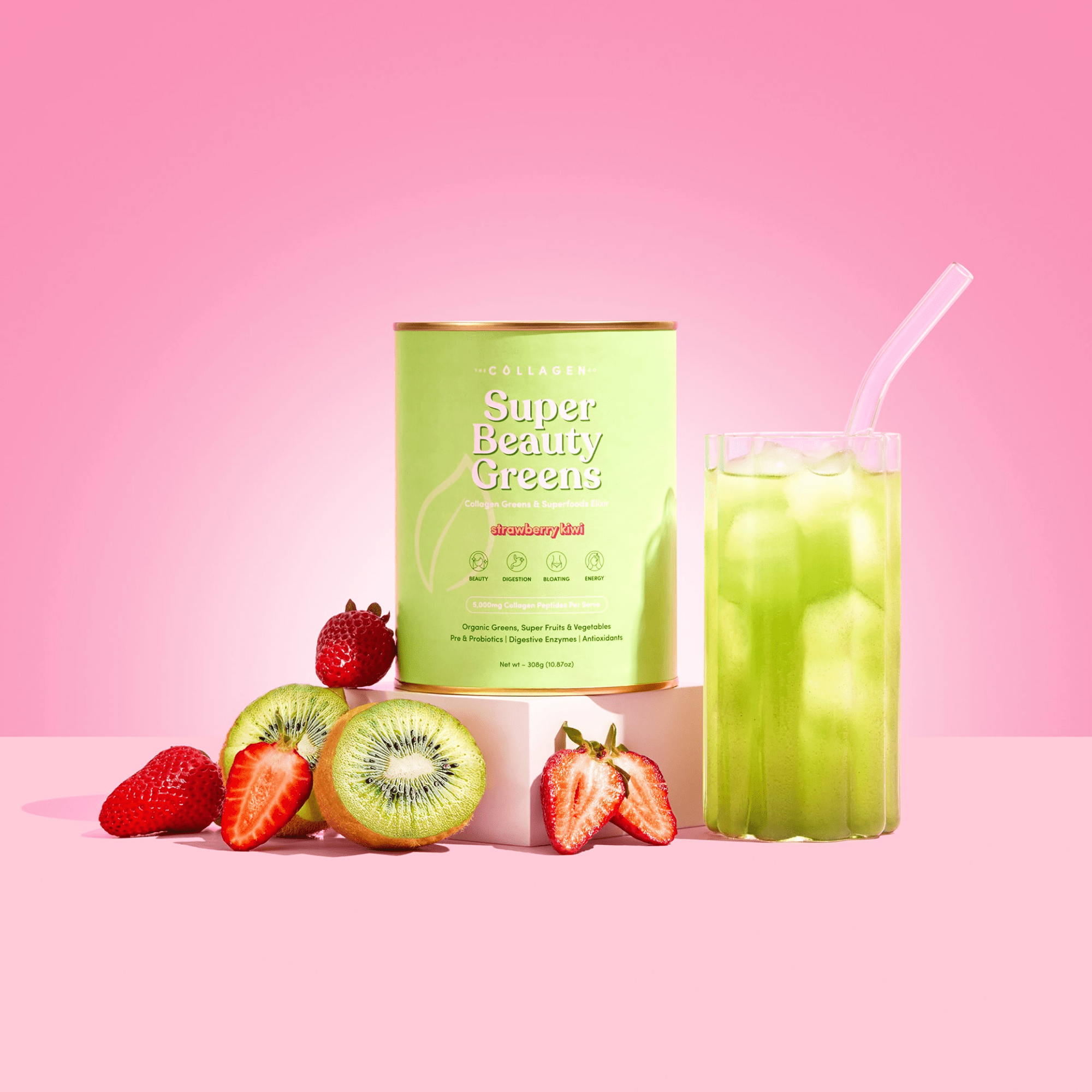 Strawberry Kiwi Super Beauty Greens - 308g - The Collagen Co.